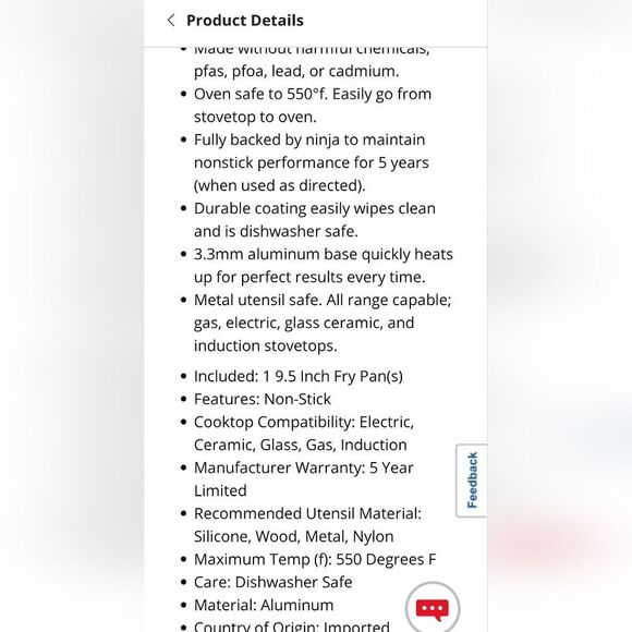 Ninja Extended Life Ceramic Non-Stick 9 1/2" Fry Pan - Picture 10 of 13